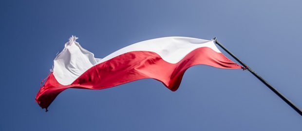 polska flaga targana wiatrem